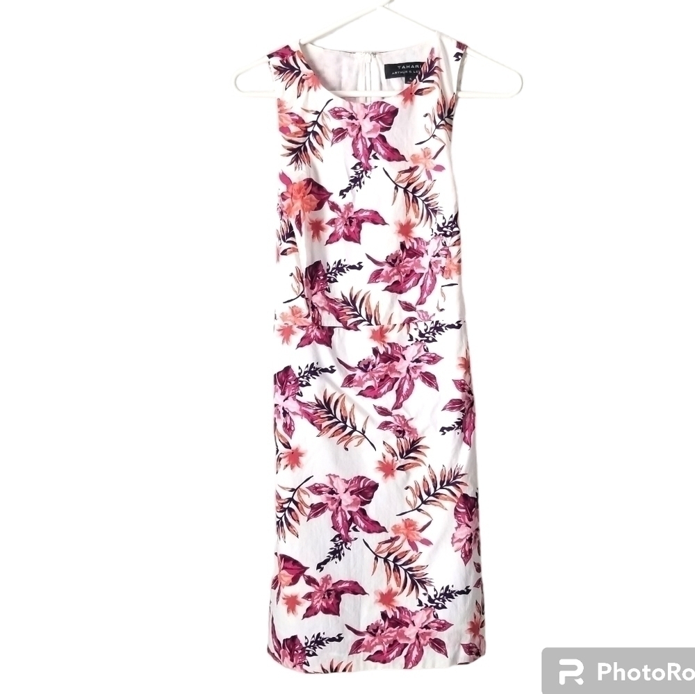 Tahari Arthur S. Levine Sleeveless Floral Tie-Waist Dress Size 4 - Picture 2 of 10